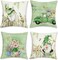 Truck Farmhouse Green Decorative Pillows Polyester Linen Cushion Cases for Couch Sofa Bed Home Decor Set of 4
